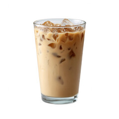 Iced coffee drink in a glass with ice cubes, refreshing and energizing beverage perfect for warm days and coffee lovers.
