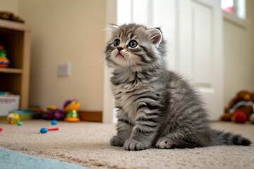 A Drooling Kitten with a Serious Expression