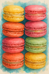 Watercolor Macaron Delight &ndash; AI Enhanced from Original Photo