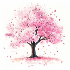 Fototapeta premium Watercolor cherry blossom tree (1)