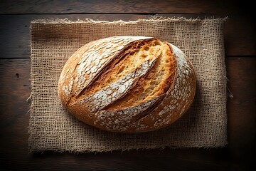 Artisan Sourdough Bread Rustic Loaf on Burlap