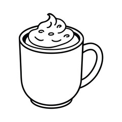 outline drawing of a cup of hot cocoa.eps