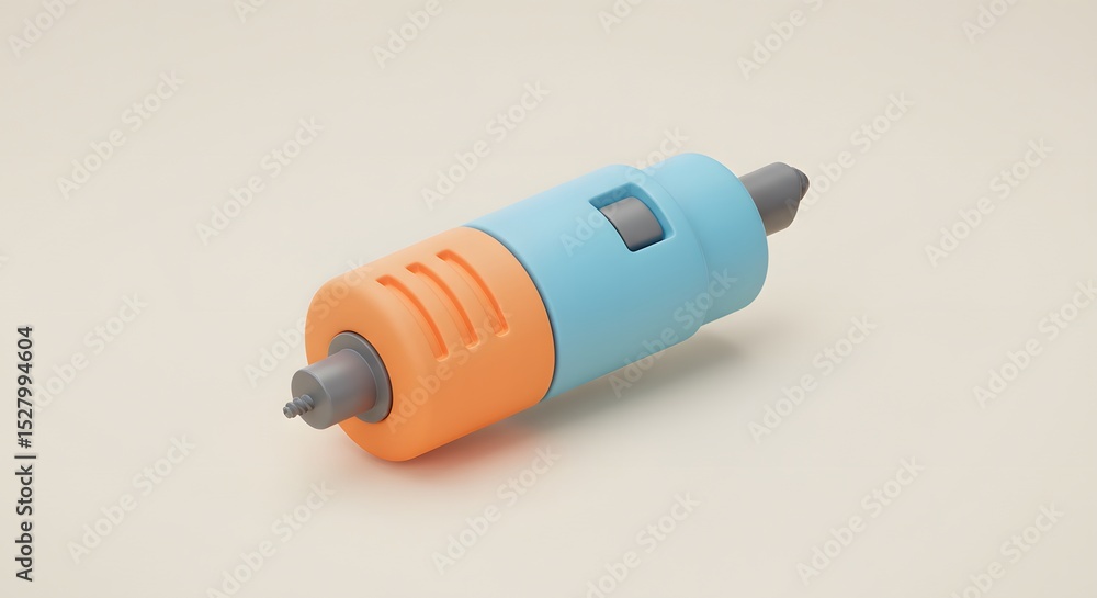 Fototapete stylized 3d render of a unique two-toned pen or writing tool with a modern design