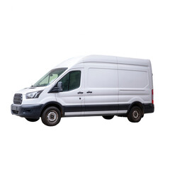 Naklejka premium White cargo van isolated on a white background, showcasing its spacious design ideal for deliveries and logistics.