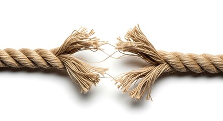 Broken Rope Edge Fraying on White Background