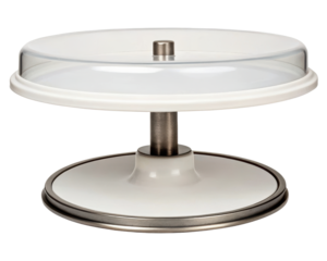 Elegant cake stand featuring a dome lid for desserts and pastries on a transparent background
