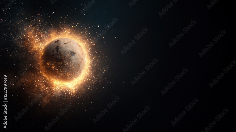 Poster an imaginative depiction of a planet exploding in space creates a stunning visual of bright colors a