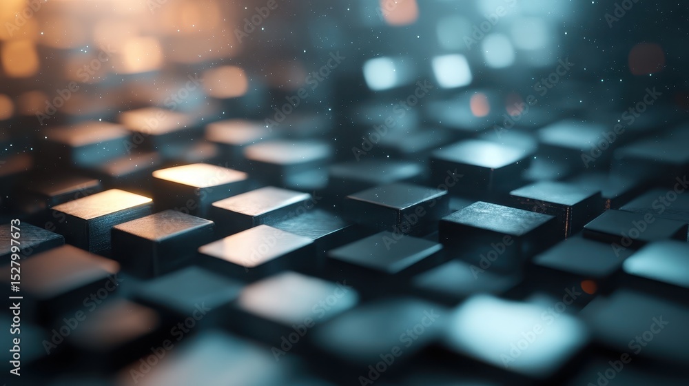 Aufkleber this image features a mesmerizing arrangement of geometric cubes bathed in soft light, evoking a sen