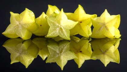 Fototapeta premium star gooseberry layered on a mirror surface