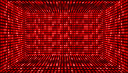 Red space room grid square light field technology abstract background	