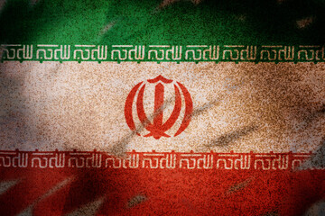 Grunge and dirty background Iran  national flag.