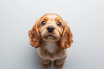 Adorable Cocker Spaniel Puppy with Soft Light Brown Fur and Deep Expressive Eyes, Capturing Innocence, Warmth, and the Gentle Nature of This Beloved Companion Breed in a Close-Up Portrait