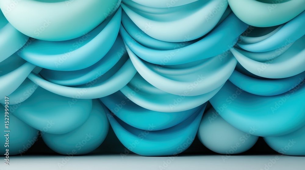 Aufkleber a mesmerizing abstract representation of soft blue waves and shapes that flow and undulate, evoking 