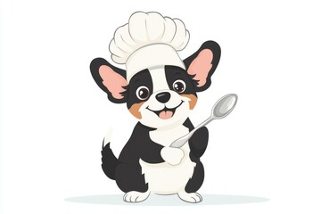 Fototapeta premium White Background Chef Dog – Cartoon Kawaii Cook Vector