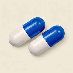 Two blue and white capsules
