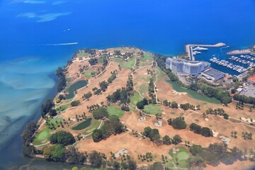 Kota Kinabalu golf course, hotels and marina