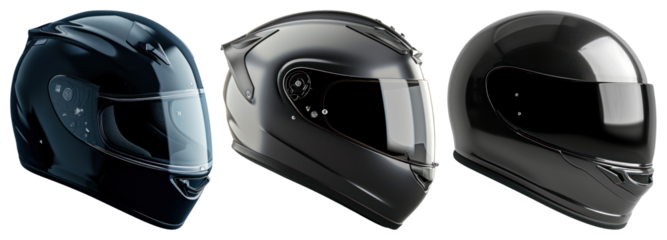 PNG Sleek motorcycle helmets display, element set on transparent background
