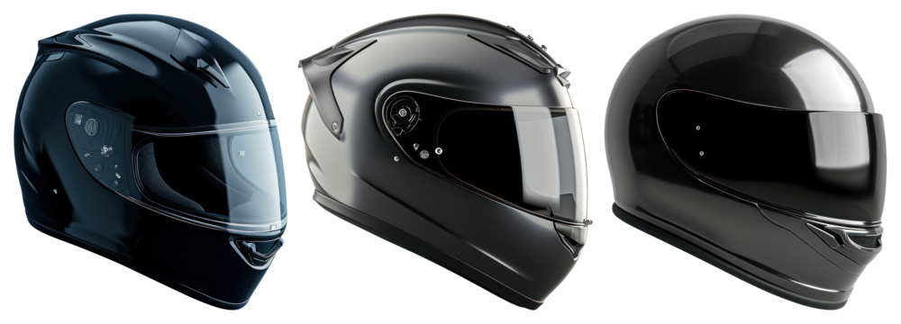 PNG Sleek motorcycle helmets display, element set on transparent background