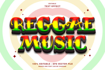 Reggae Music 3d Editable Text Effect Template Style Premium Vector