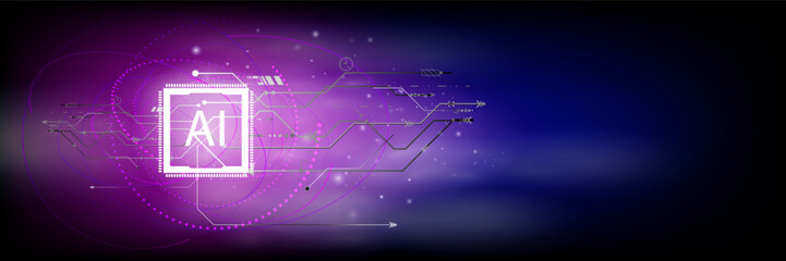 The concept of artificial intelligence technology. Mobile phones work together with  technology to help send and receive information,Vector  fantastic style