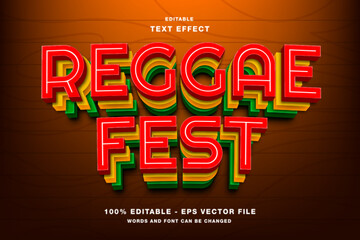 Reggae Fest 3d Editable Text Effect Template Style Premium Vector