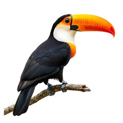 Fototapeta premium Vibrant toucan perched on a tree branch with vivid colors