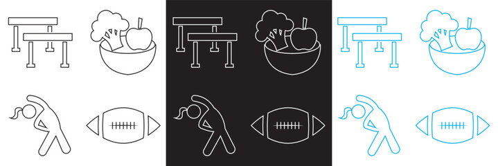 Healthy Lifestyle  Icon . Nutrition, exercise, wellness, sleep, yoga, meditation, heart rate, gym,  fitness, health monitoring etc icons. Vector for websites, mobile interfaces,  banner etc. EPS 10