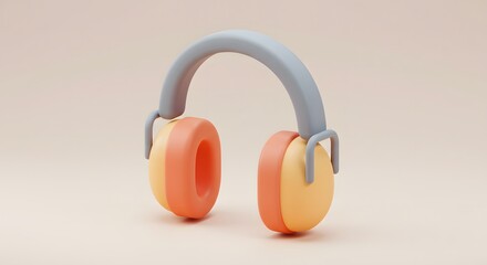 Naklejka premium Pastel Colored 3D Rendered Headphones Design Minimalist Background
