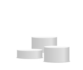 Pedestal display png. Vector 3D stage with white cylinder, square platform, and modern light background. Use for product mockups, studio promotion, or clean gallery presentation design.

