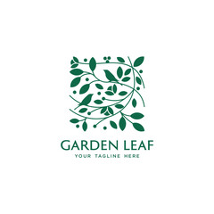 abstract leaves garden logo design
