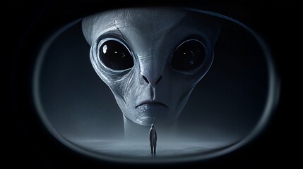 alien looking intensely at a human