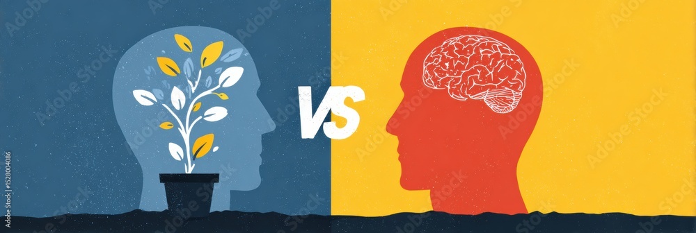 Poster Comparison of Growth Mindset and Fixed Mindset in a Visually Engaging Infographic Illustrating Different Perspectives on Learning and Achievement