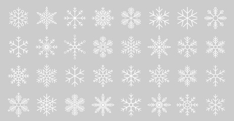 Snowflake icons collection. Snowflake vector. Happy new year, xmas, christmas. Snowflakes icons. New year ornament