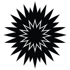Black and white geometric flower isolated on white background