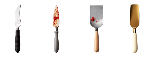 A set of four different types of knives