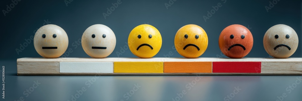 Poster emotional health bar increases as negative comments from bullies disappear in a simple wooden displa