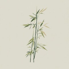 Fototapeta premium Artistic illustration of bamboo stalks and leaves.
