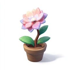 Colorful flower in a pot, vibrant pastel hues