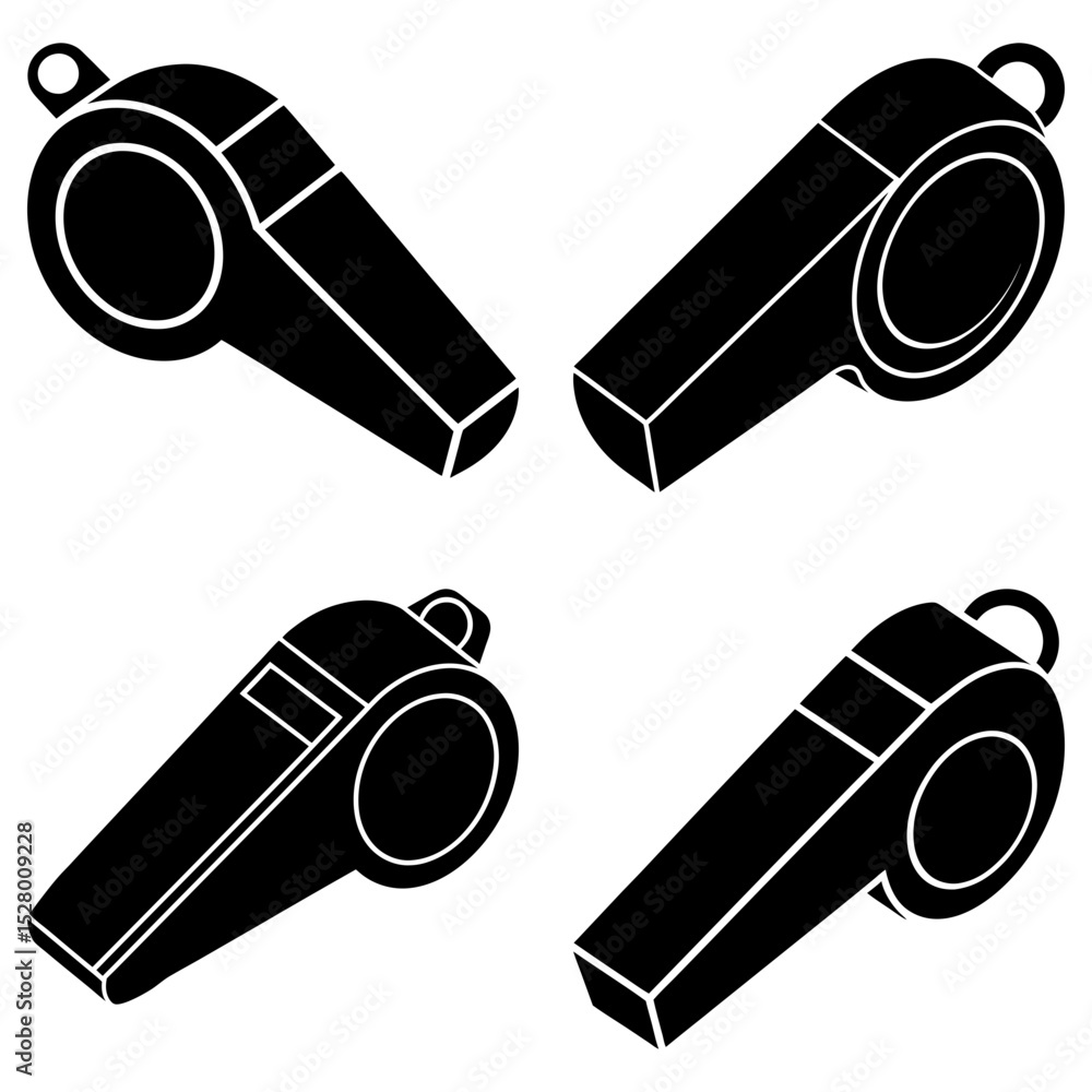 Aufkleber four black and white whistles arranged in a square pattern on a white background image design
