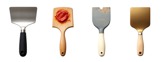 A set of four different types of spatulas
