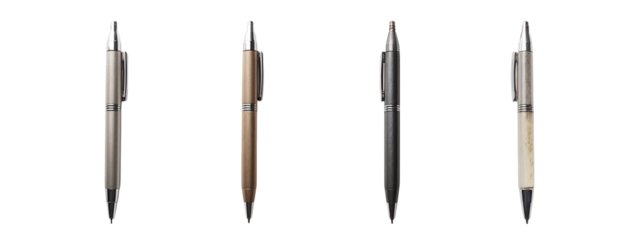 A set of four different colored pens