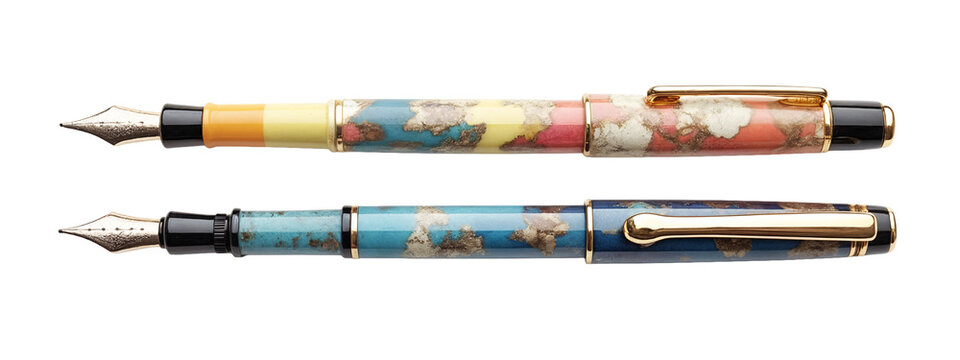 A close up of two fountain pens