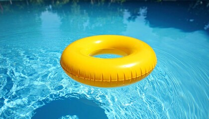 Yellow Inflatable Ring in Pool
