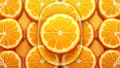 Vibrant citrus composition with a modern touch using repeating patterns, healthy and juicy