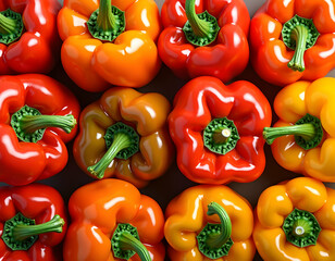 Assorted bell peppers display vibrant colors and fresh textures in a close-up layout