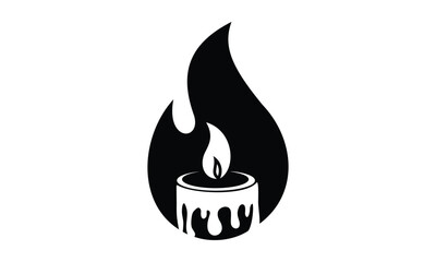 Fire candle logo design icon vector template