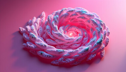 Enchanting pink swirl with iridescent shimmer, creating a mesmerizing floral dream