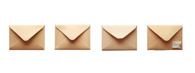 A set of four brown envelopes