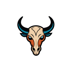 Bull Skull Vector Icon Isolated on White Background
