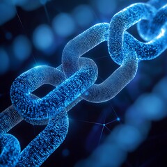 Close-Up of a Digital Blockchain Symbol With Glowing Network Links